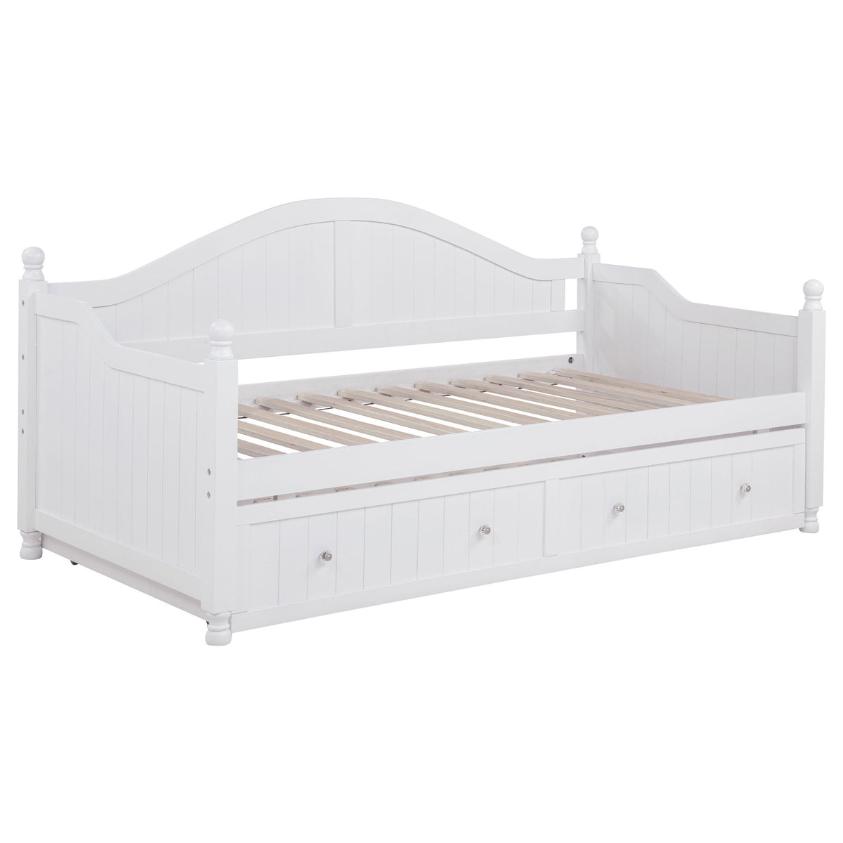 Twin Daybed With Trundle Storage Bed - White