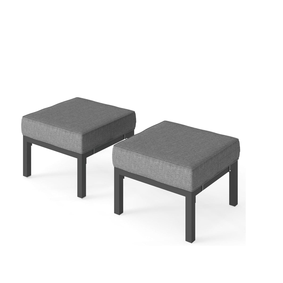Patio Ottomans With Cushions, All-Weather Footrests (Set of 2)