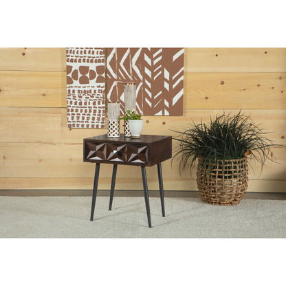 Gibson - Coffee 1 Drawer Rectangular Side Table With Angled Legs - Coffee