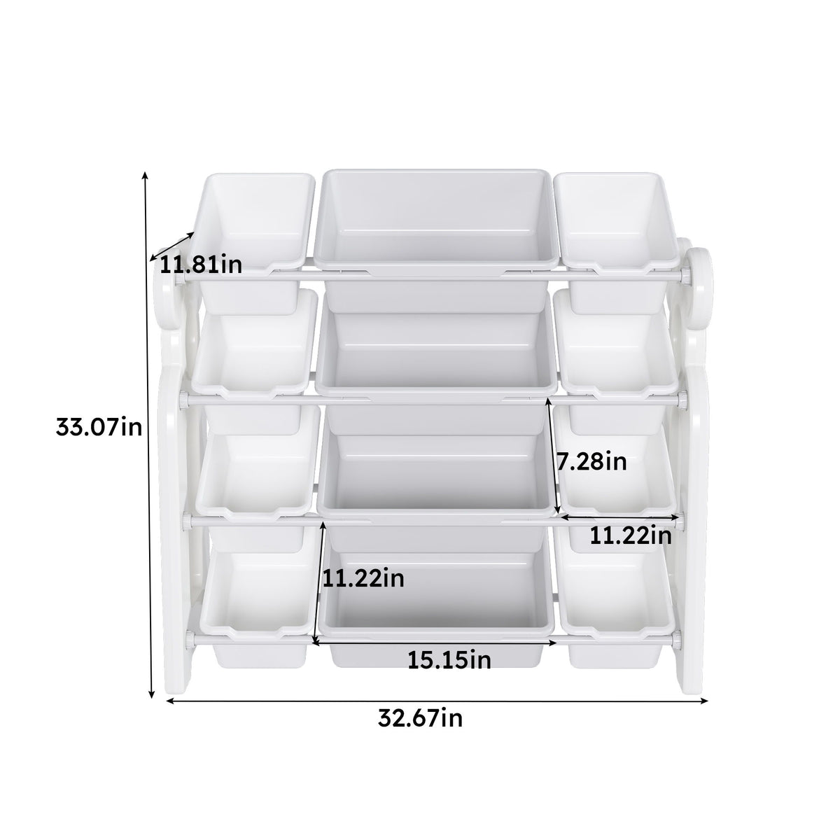 Multi Functional Kids Toy Storage Organizer Cabinet With Hdpe Shelf And 12 Bins - Gray / Ivory