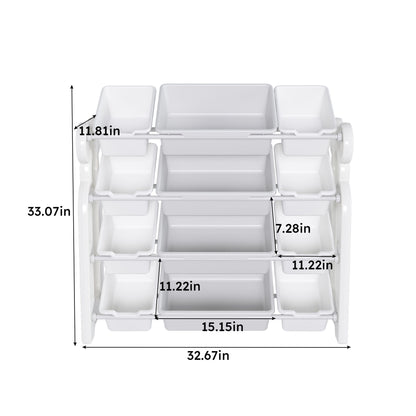 Multi Functional Kids Toy Storage Organizer Cabinet With Hdpe Shelf And 12 Bins - Gray / Ivory