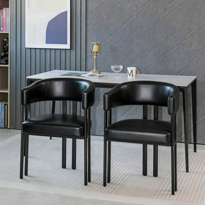 Modern Dining Upholstered Barrel Chair With Curved Back And Armrests