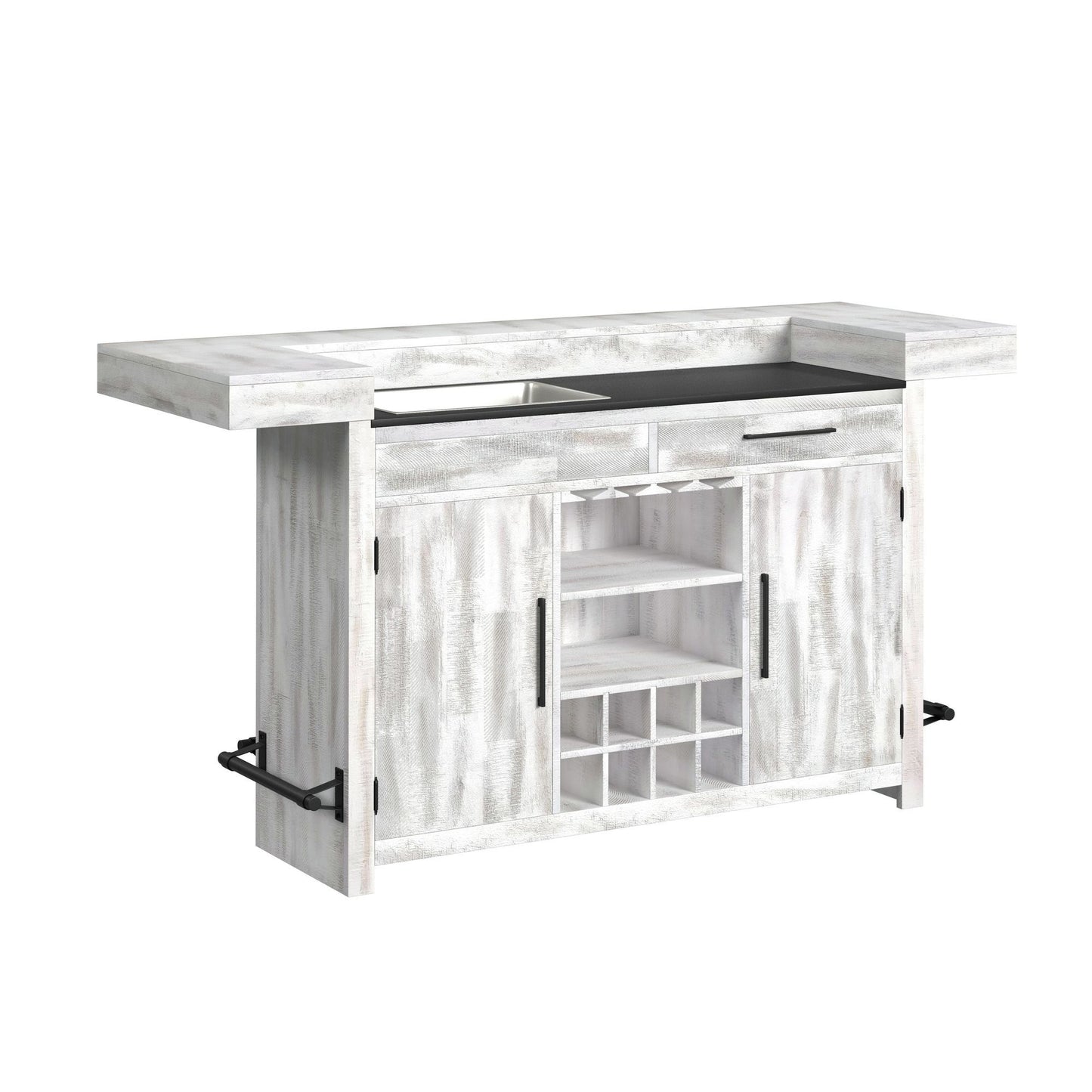 Rogen Rustic - Bar Table Base With Ice Tray - Rustic White