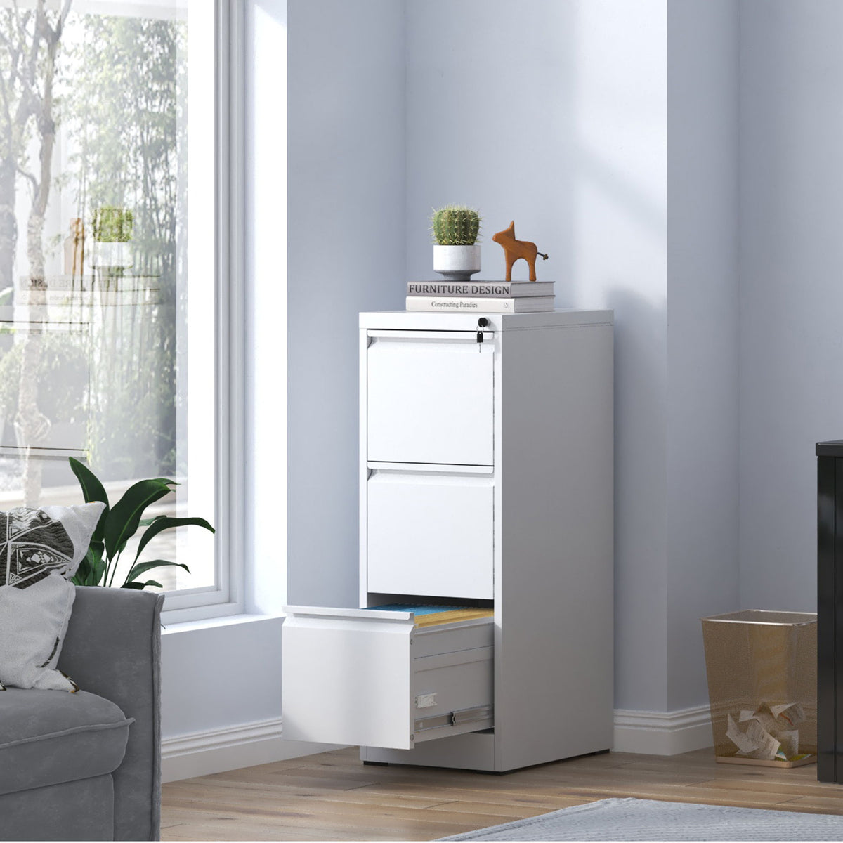 Steel Drawer Vertical File Cabinet With Lock For A4 Legal / Letter Size