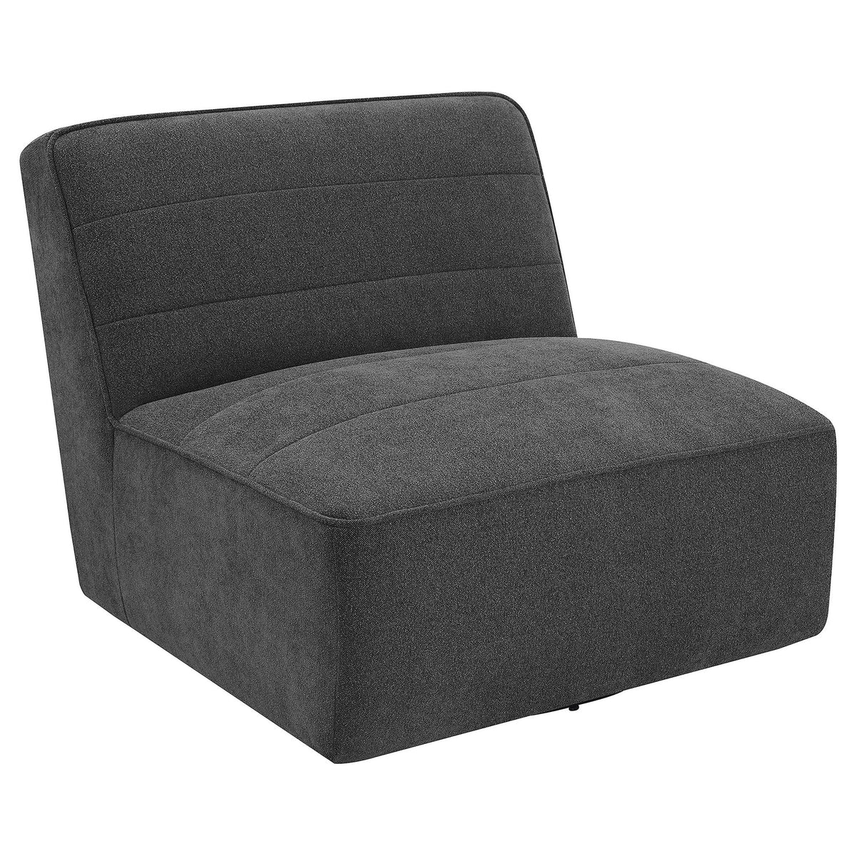 Manhattan - Swivel Tufted Chair Armless Accent Chair, 360 Degree Swivel Base - Charcoal