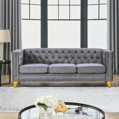 Modern Sofa With Button Tufting, Upholstered Couch For Living Room