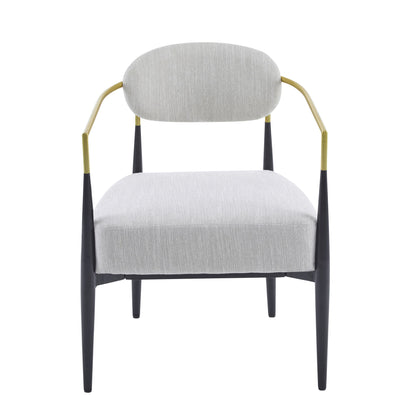 Upholstered Accent Armchair With Tapered Legs - Beige / Black / Gold