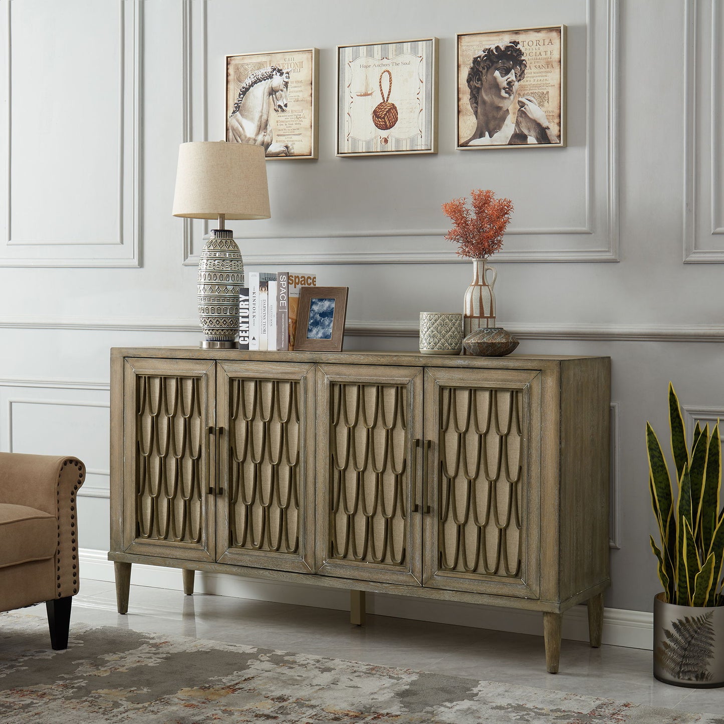 Devonshire - 4 Door Accent Cabinet - Driftwood