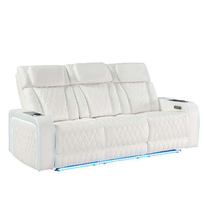 Electra - Power Reclining Sofa With Power Headrests, Drop Down Table, Reading Light, Massage, LED Lighting And USB Control