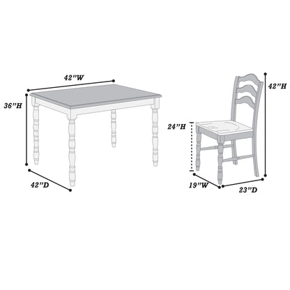 5 Piece Counter Height Dining Set With Table 4 Chairs - Oak / White