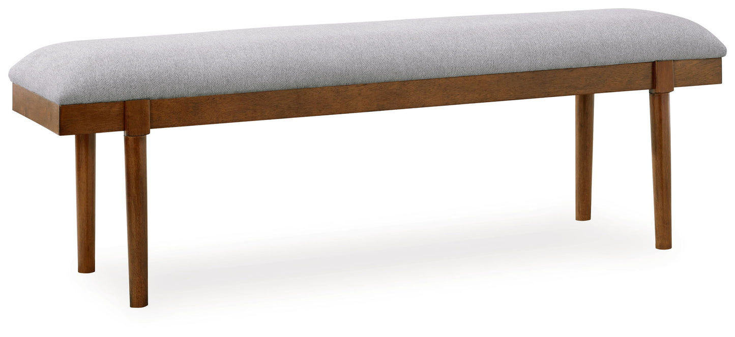 Lyncott - Large Upholstered Dining Room Bench - Gray / Brown