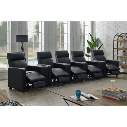 Warren - 5 Seater Home Theater With 2 Wedge Consoles - Black