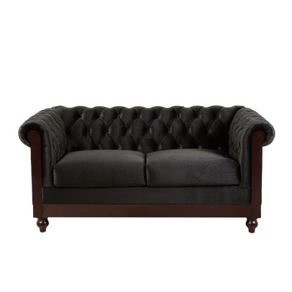 Chesterfield Loveseat Sofa, 2 Person Rolled Arm Upholstered Couch