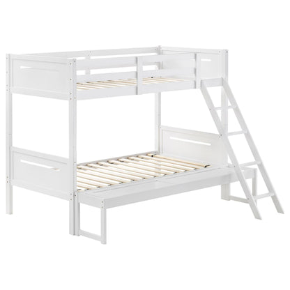 Bunk Bed With Built In Ladder, Safety Guardrails And Angled Access Step