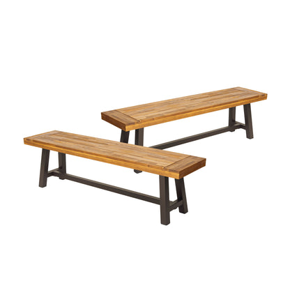 Tranquilizer - Outdoor Acacia Wood Bench With Slat Panel Design