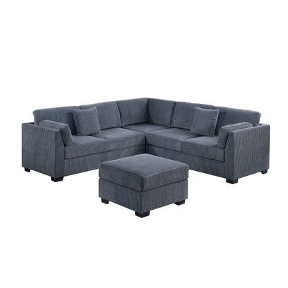 Contemporary L - Sectional Sofa Set With Ottoman And Pillows