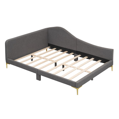 Upholstered Daybed With Headboard And Armrest, Support Legs