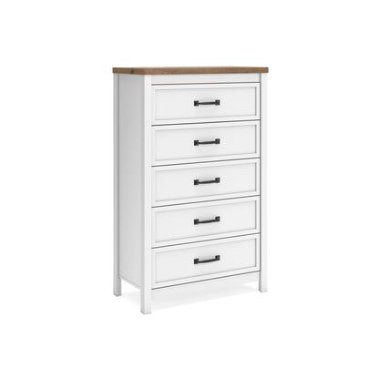 Kerisden - Five Drawer Chest - White / Brown