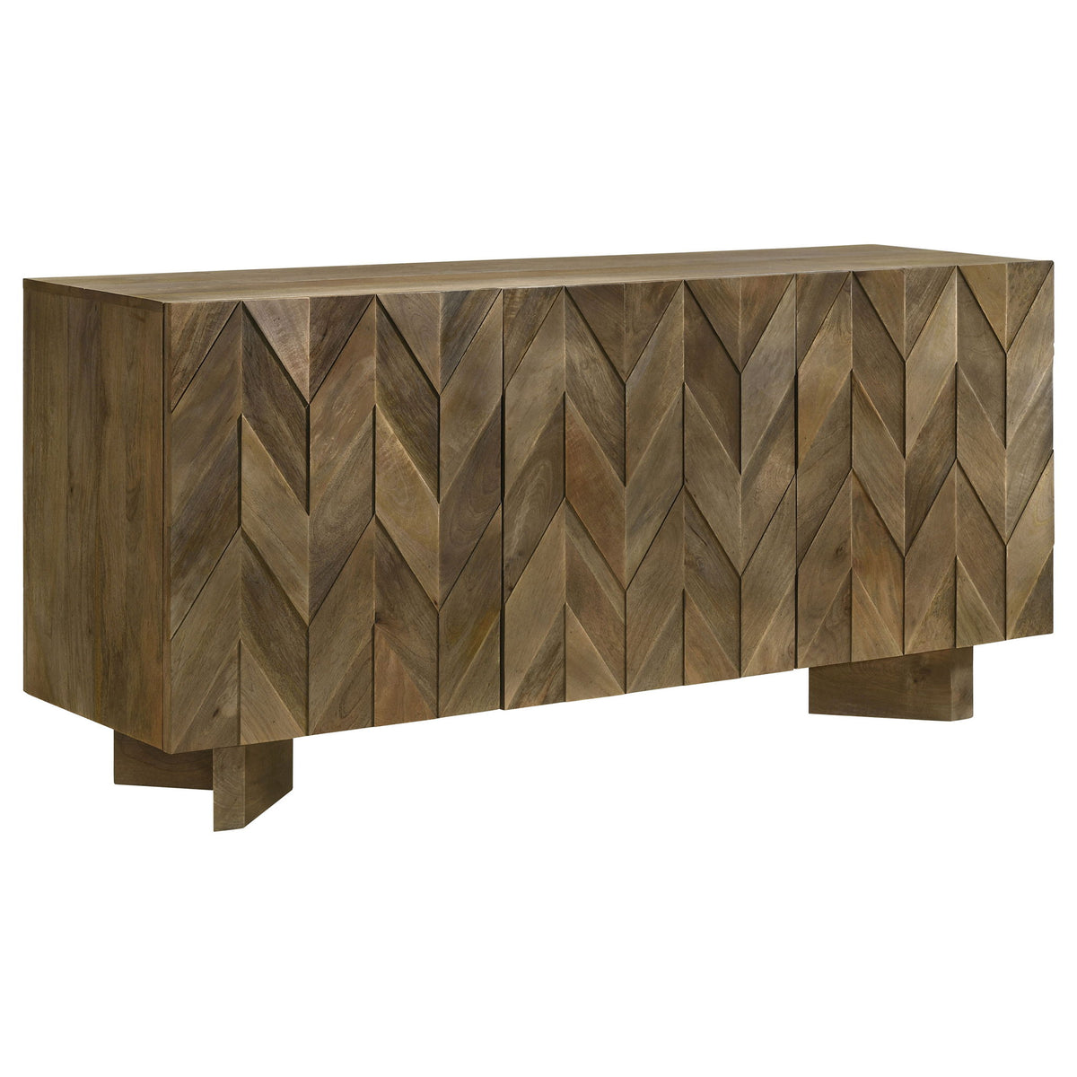 Roman - 3 Door Server With Chevron Design - Brown