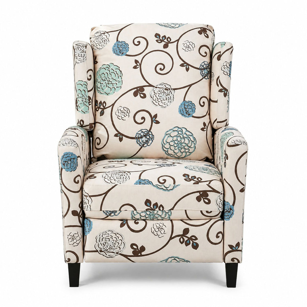 Wingback Recliner Chair With Padded Arms - Beige