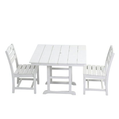 Outdoor Patio Dining Set, Square Table With Umbrella Hole And Armless Chairs