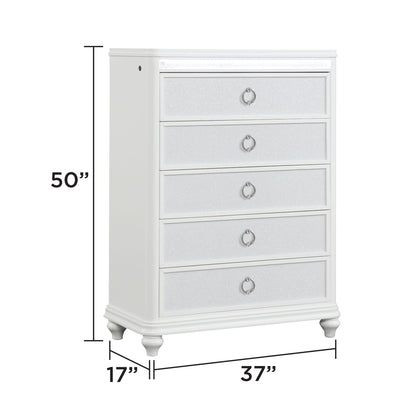 Abigale - 5 Drawer Chest With LED Lighting - White