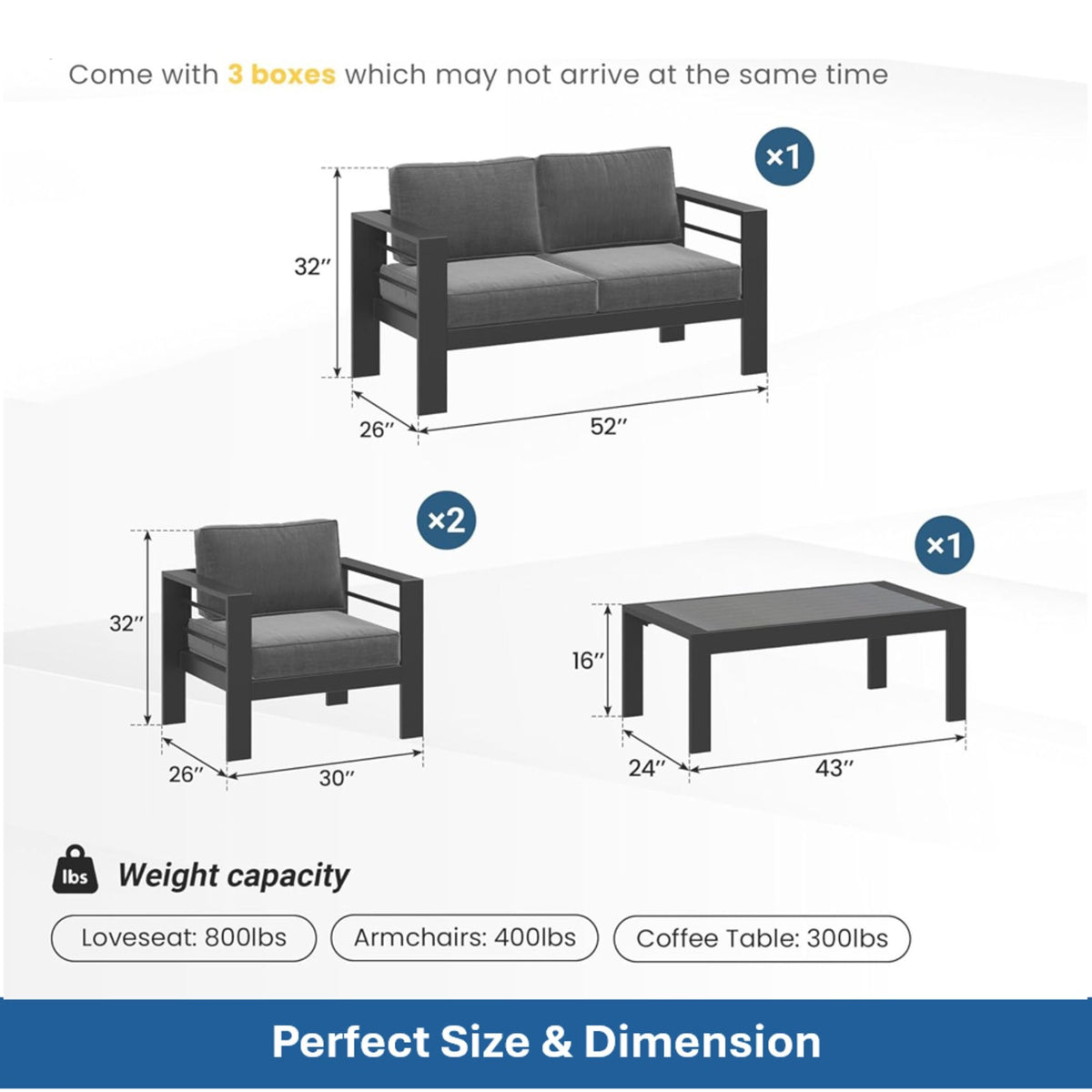 Outdoor Patio Set, All-Weather & Thick Cushions