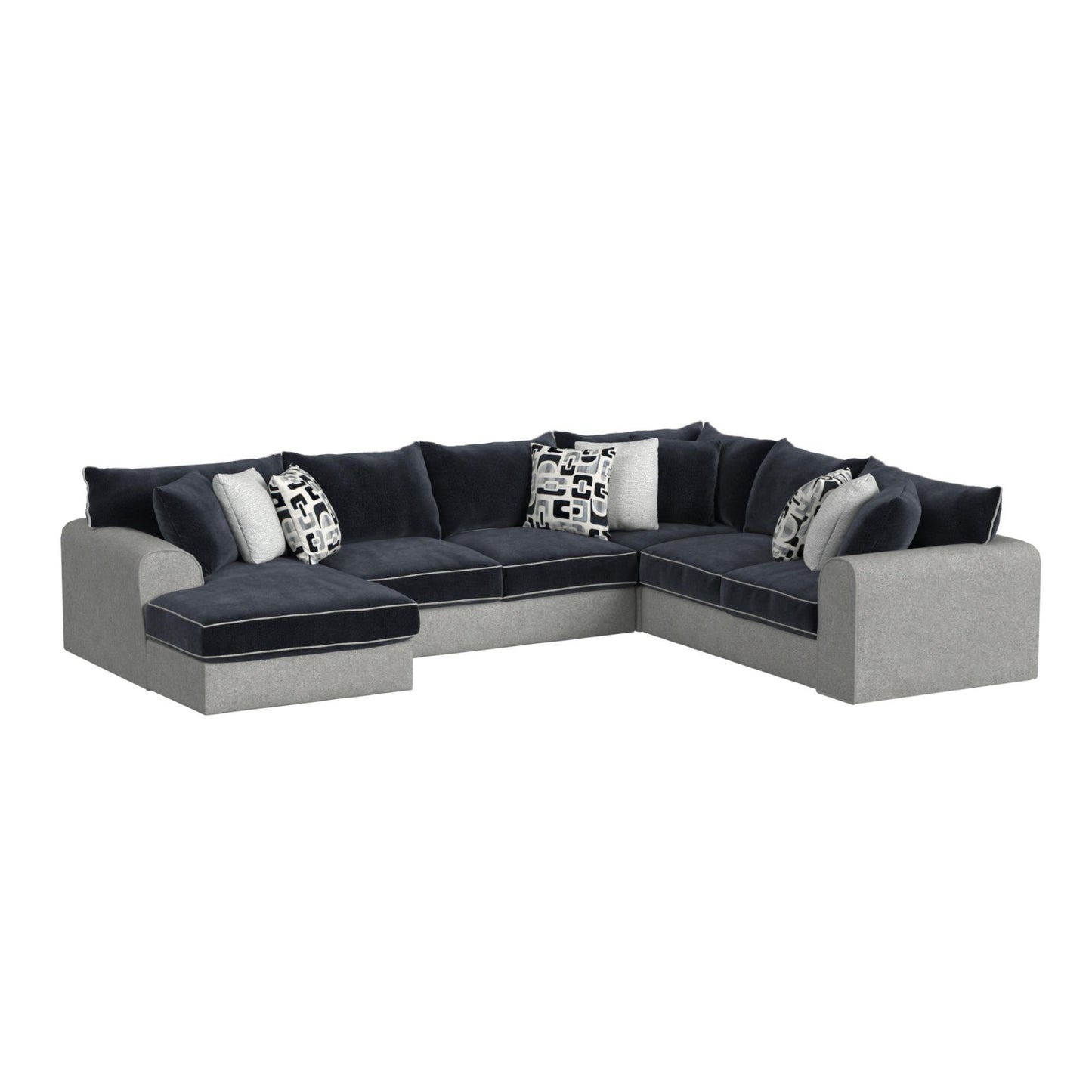 Klein - RHF Sofa With 3 Pillows - Bentley Ash / Zaftig Ebony