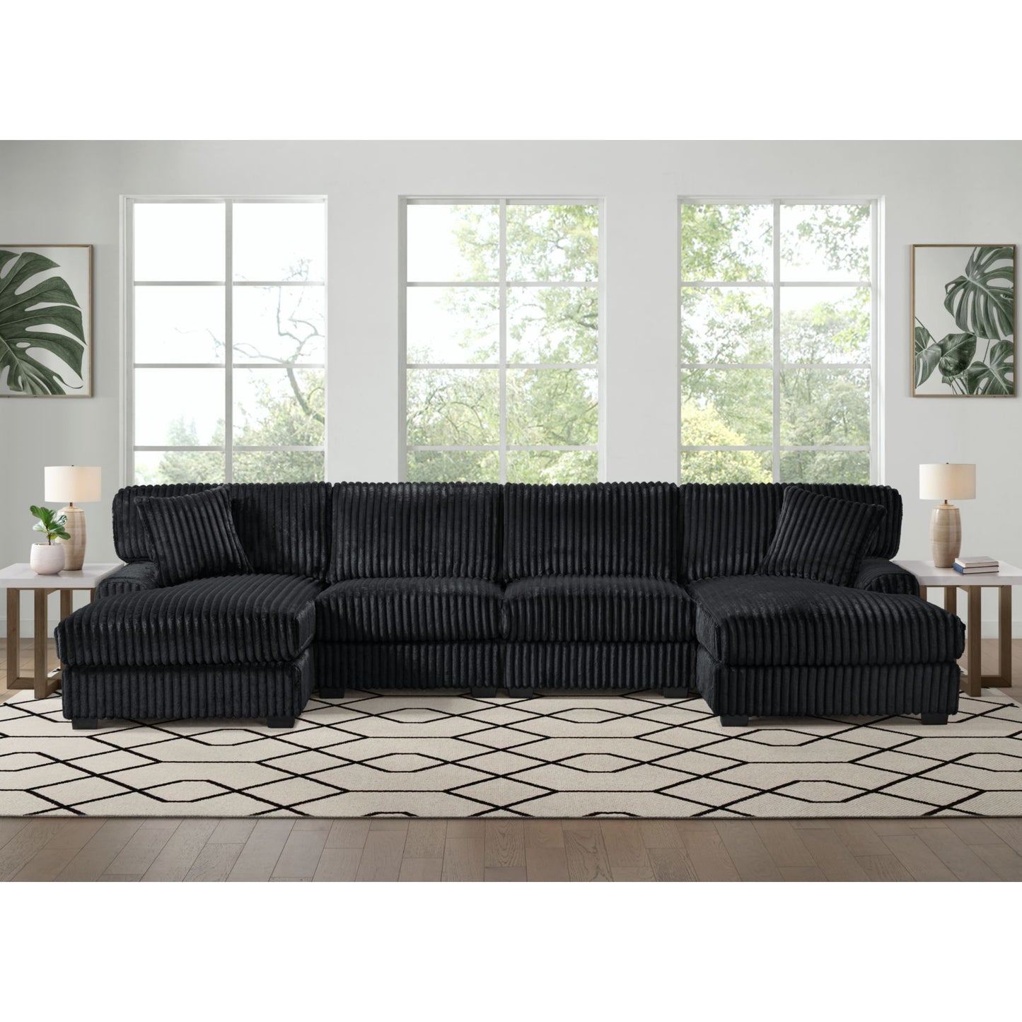 Nightfall - RHF Chaise With 1 Pillow 20" - Grand Cord Black