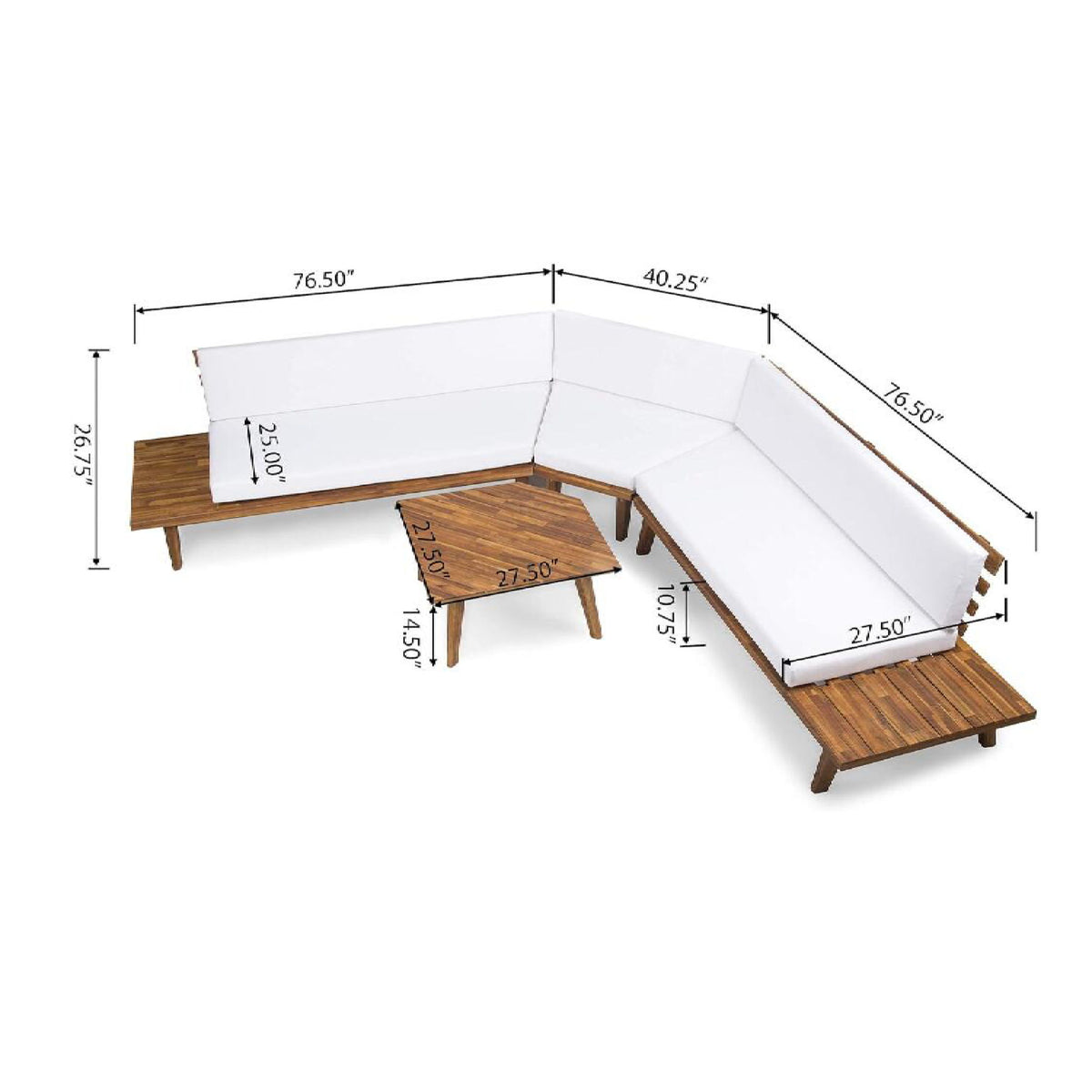 Hillcrest - V Shaped 4 Piece Sofa Set, Water Resistant