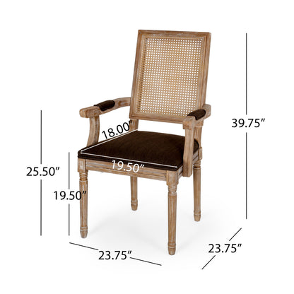 Elegant French Country Style Dining Chair With Cane Backrest