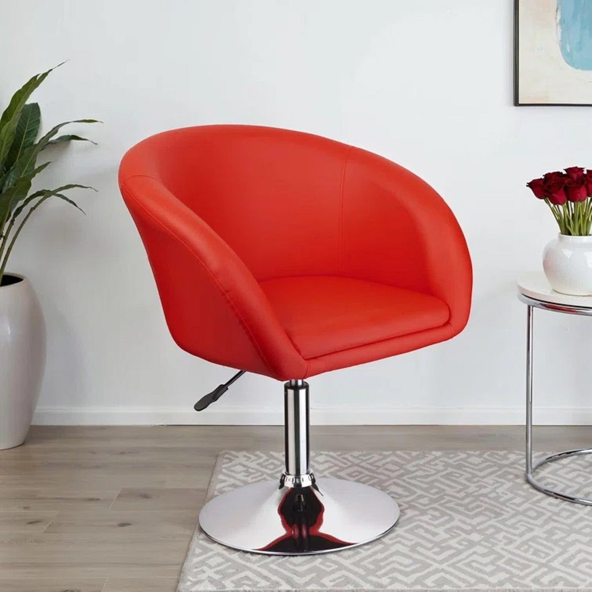 Adjustable Swivel Barrel Chair For Dining Room - Red