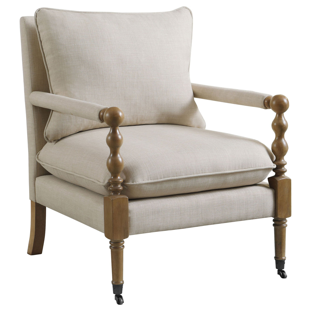 Accent Chair With Turned Legs - Beige