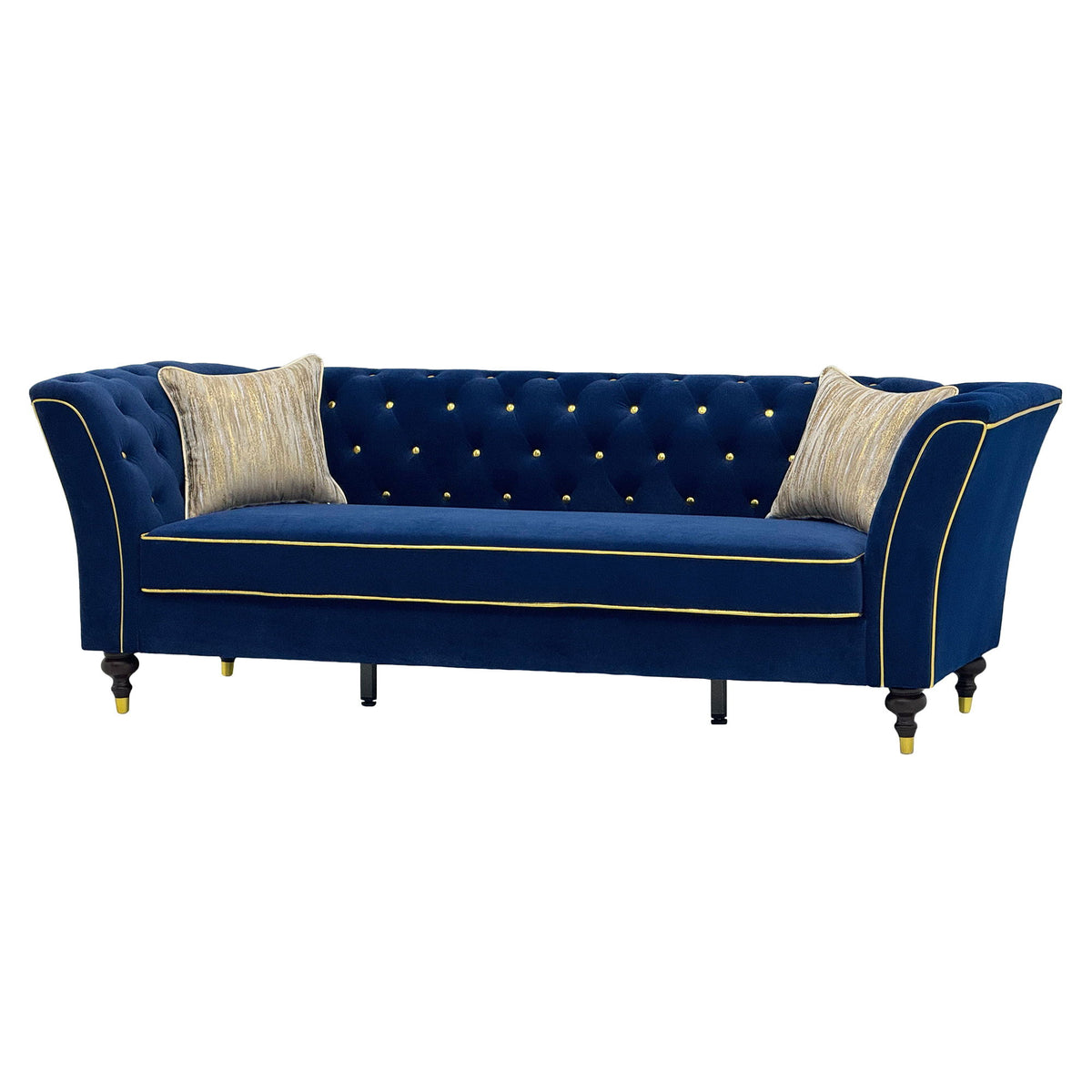 3 Person Sofa With Deep Seat, Tufted Backrest