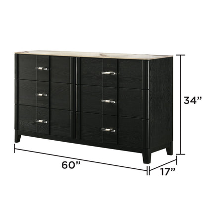 Opel - 6 Drawer Dresser - Black