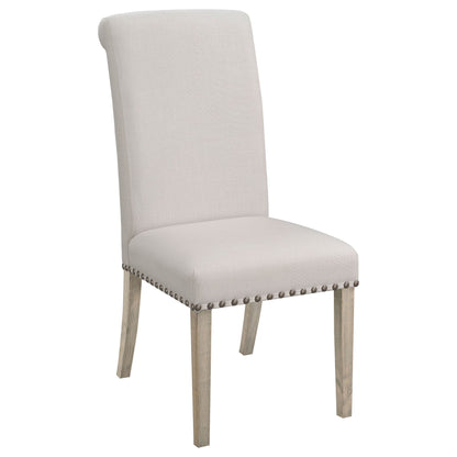 Upholstered Dining Chair With Rolled Edge Seat Back (Set of 2) - Beige