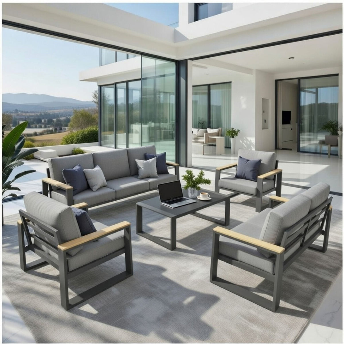Modern Outdoor Sofa Set With Coffee Table