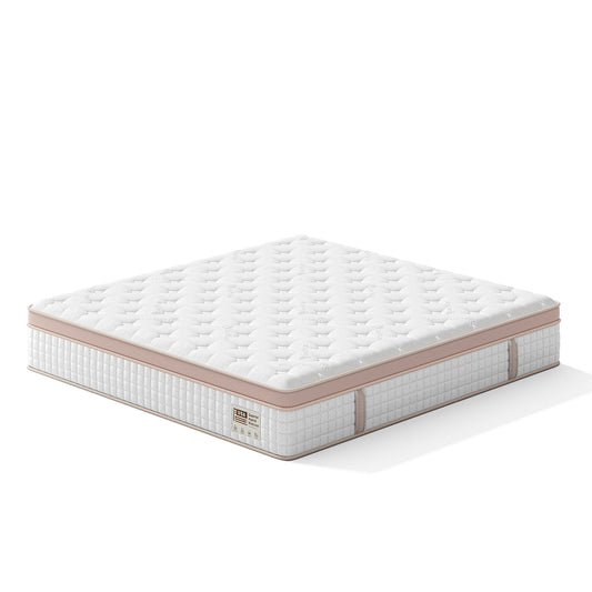 12" Firm Hybrid Mattress, Gel Memory Foam & Pocket Springs, Pressure Relief, Motion Isolation, Ergonomic Bed - White - King