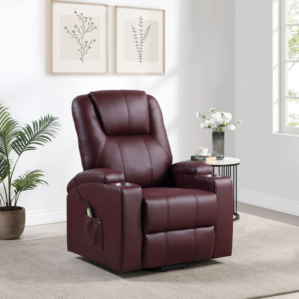 Macklin - Power Lift Massage Recliner With Heat And Dual Cupholders
