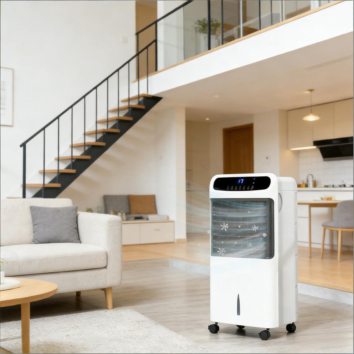 3 In 1 Ice Cooling Fan With Evaporative Cooling, Portable Swamp Cooler - White