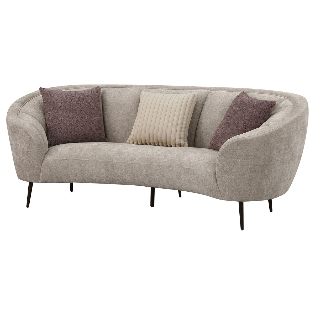 Aura - Upholstered Curved Sofa And Tapered Legs - Beige