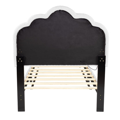 Bed With Floral Design Headboard And Built In LED Lighting
