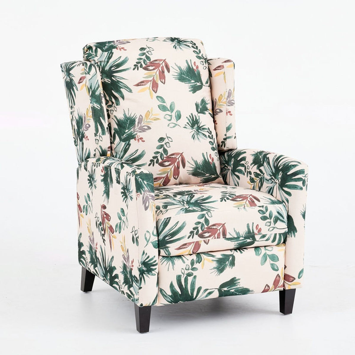 Wingback Recliner Chair With Padded Arms - Green