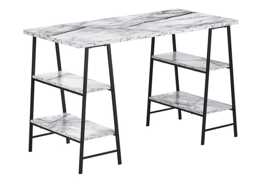 Computer Desk For Home Office, Laptop, Storage Shelves, Contemporary Versatile Placement - White