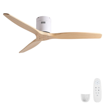 Low Profile Flush Ceiling Fan Without Light - Matte White / White