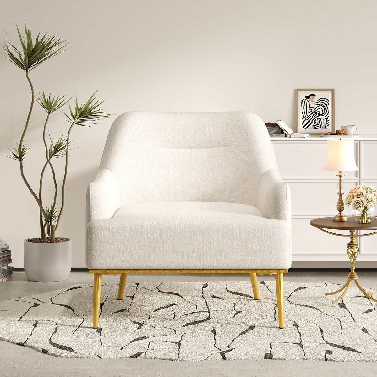 Modern Elegance Accent Chair With Curved Backrest
