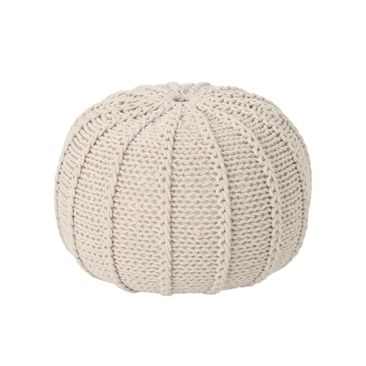 Bordeaux - Knitted Round Pouf Ottoman And Floor Cushion