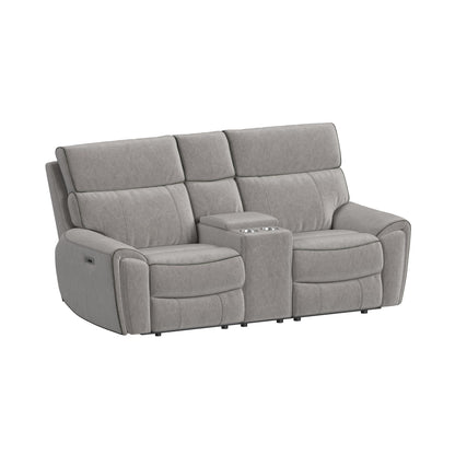 Jackpot - P1 Loveseat With Console - Explore Light Gray
