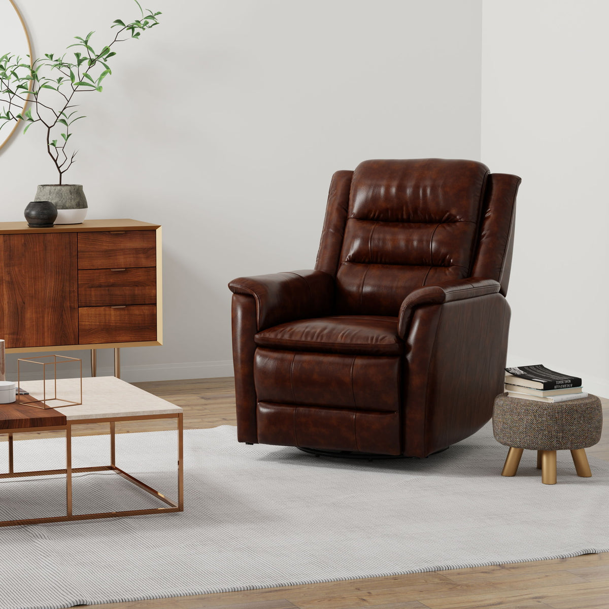 Swivel Recliner With Manual Adjustable Footrest