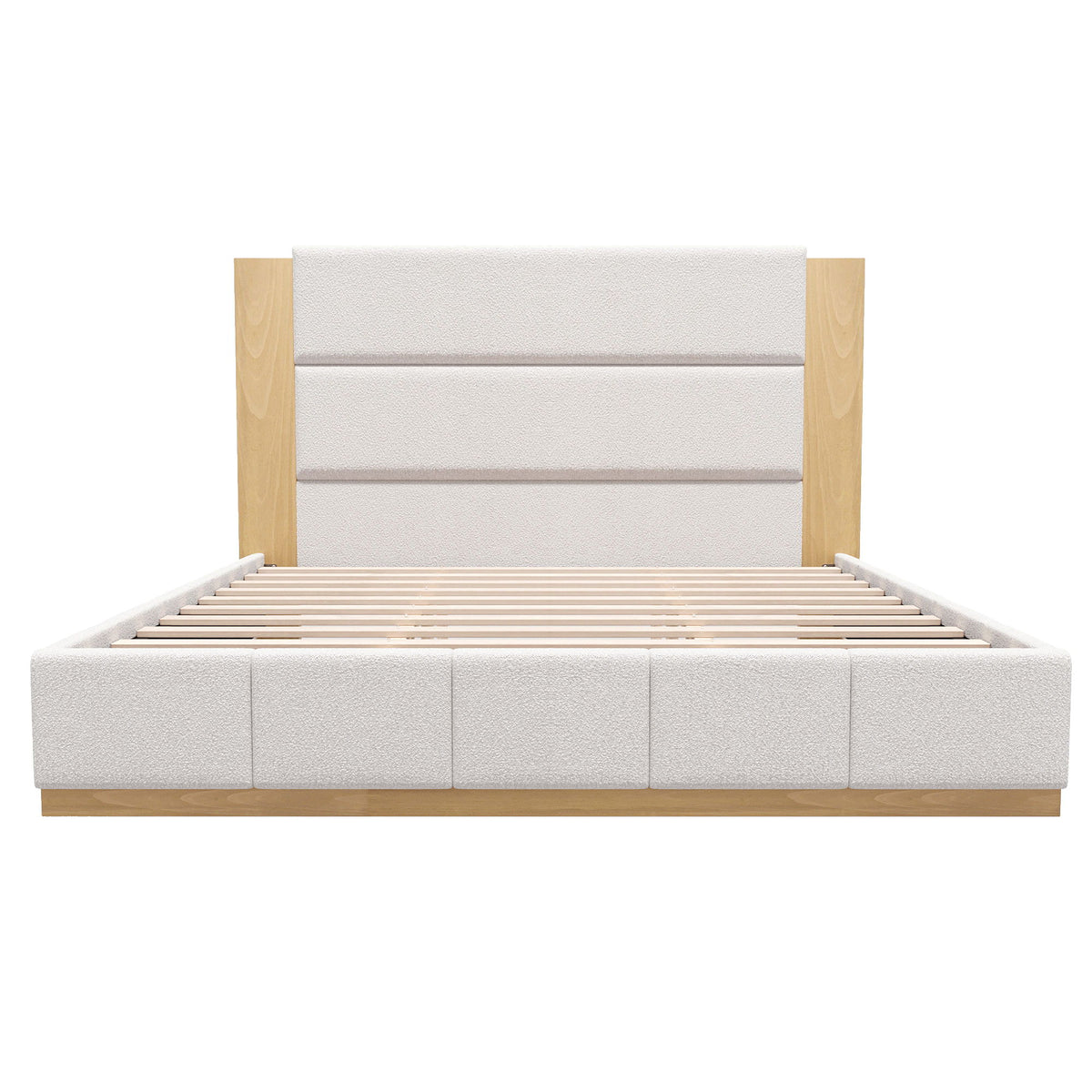 Modern Upholstered Platform Bed With Extended Headboard